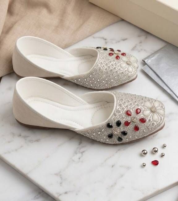 Women Embellished Pearl Stone Ethnic Jutti Comfortable Festive Party Footwear Party Wear For Women-image-37