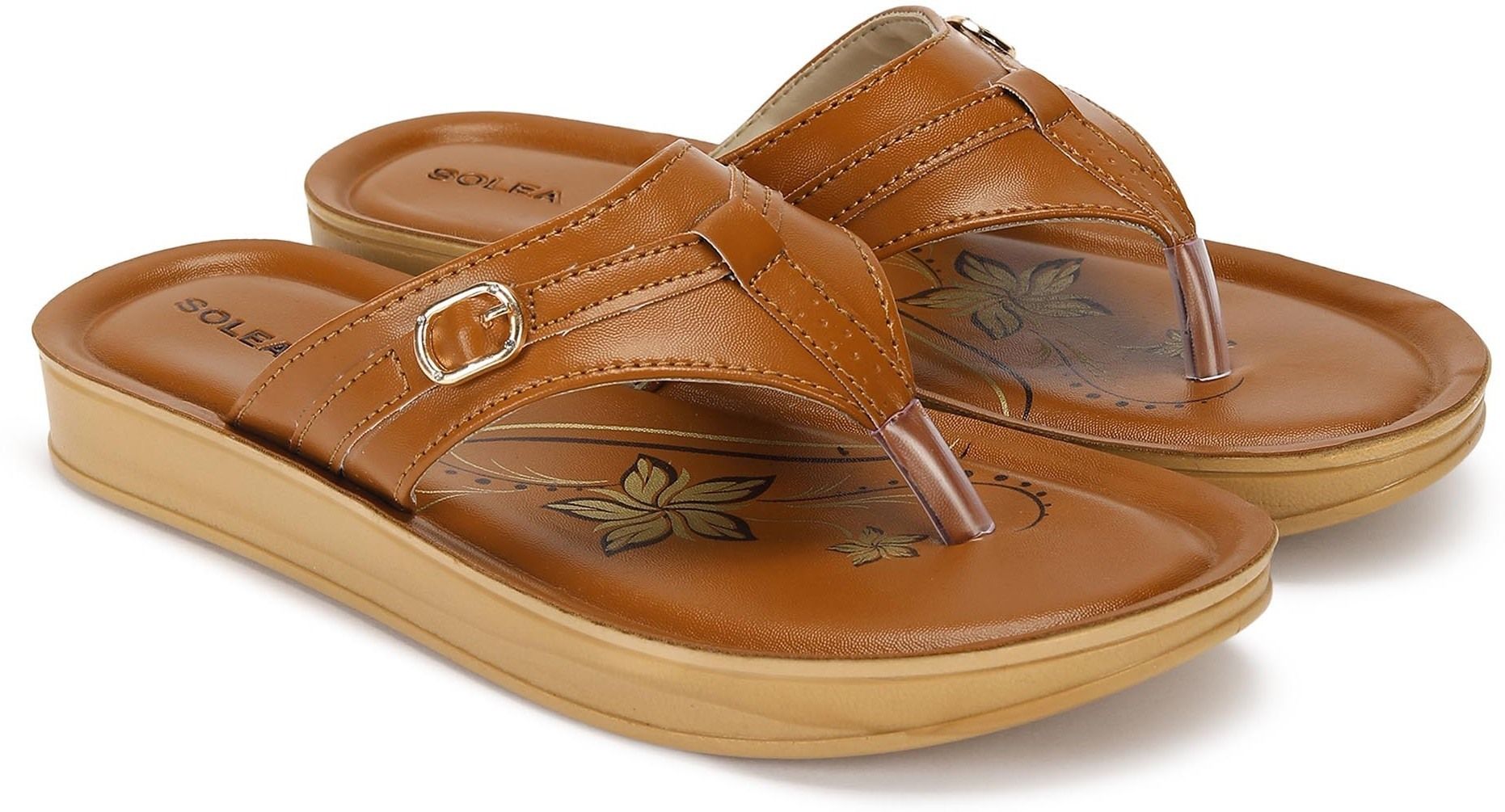 paragon Women PUK7010L Women's Slip On Flat Tan Sandals|Durable Dailywear Sandals Flats Sandal-picture-13