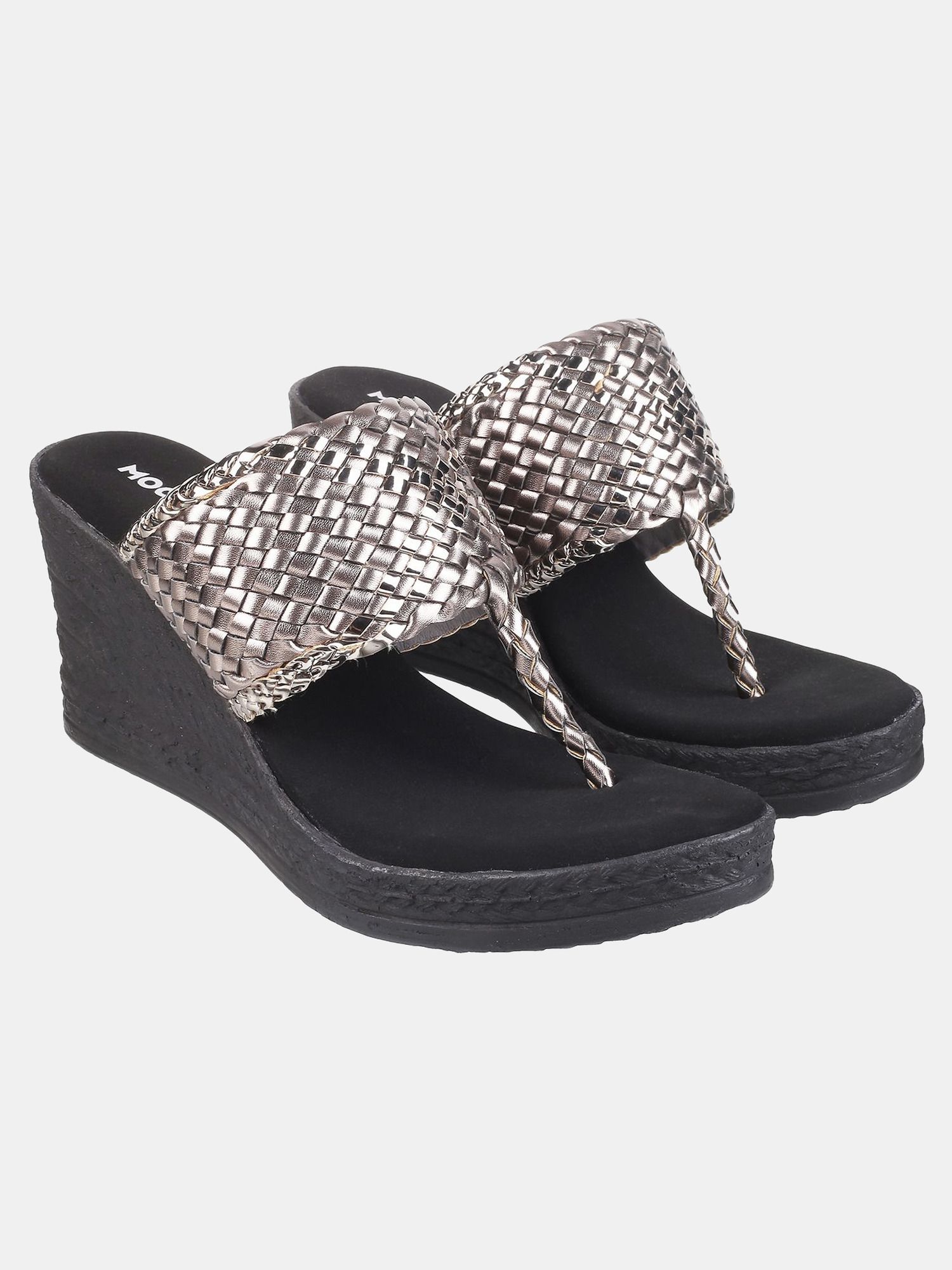 Women TexturedT-Strap Wedges Sandal-image-1