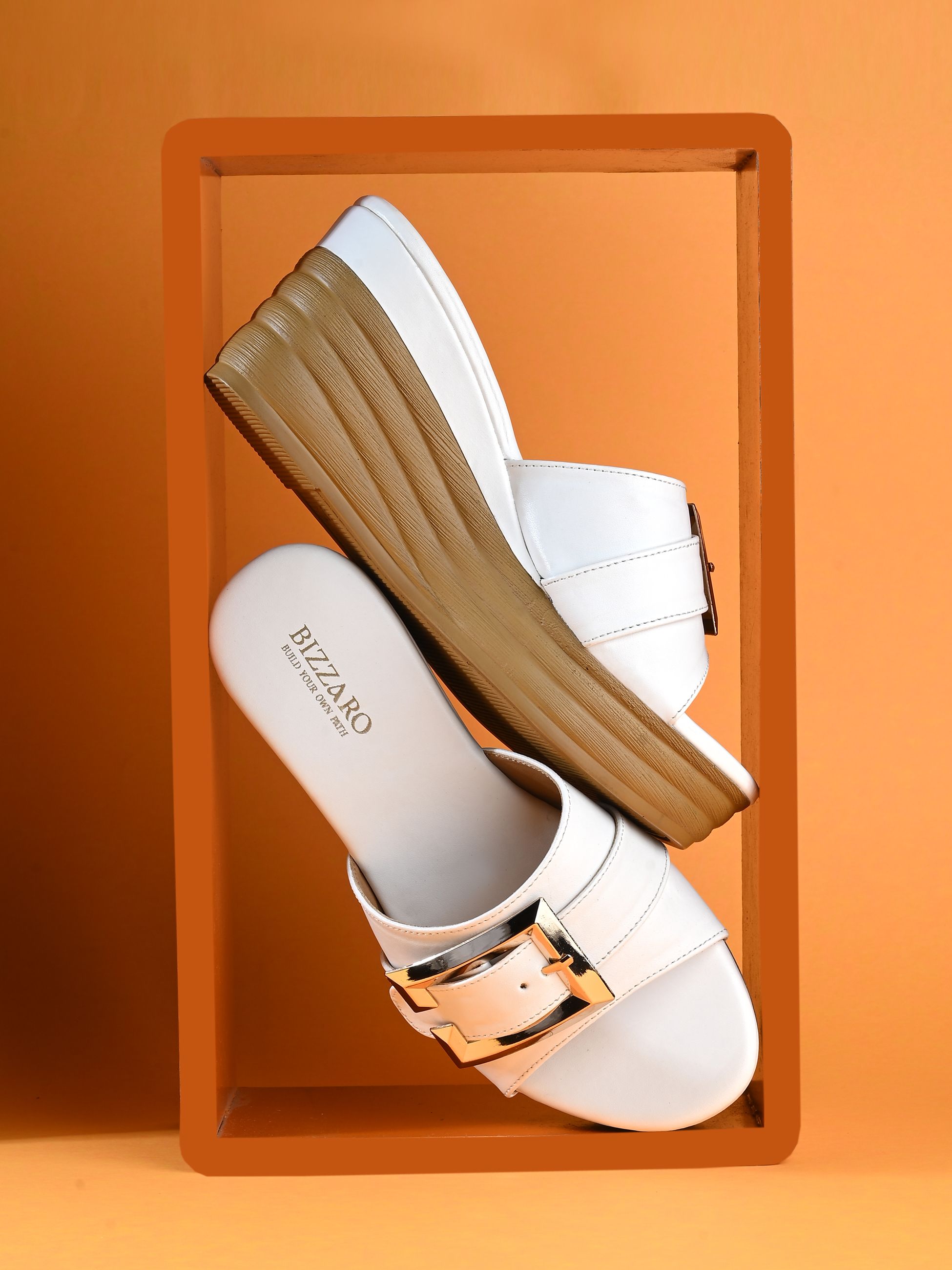 Women BZ110 Lightweight Soft Cushion Comfort Easy Solid BuckleWedges Party Wedges Sandal-image-3