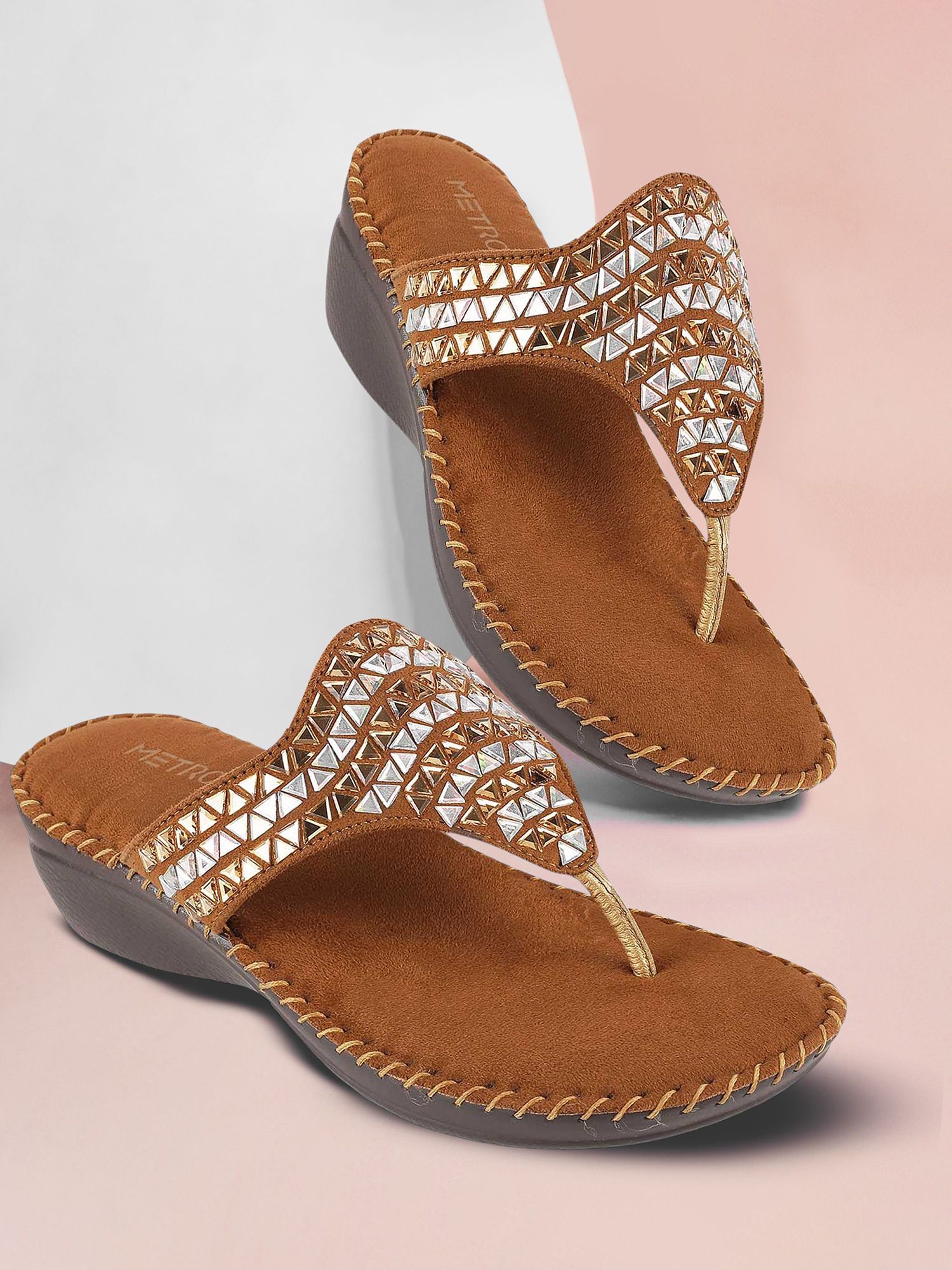 metro Women EmbellishedParty Wedges Sandal-picture-17