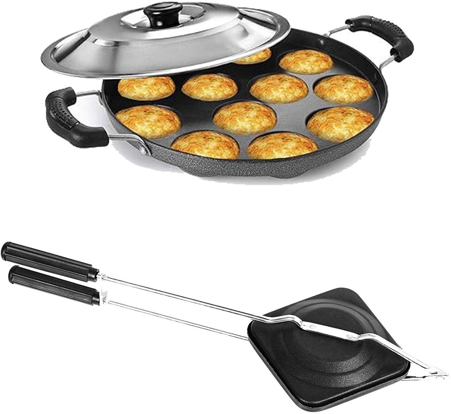hm evotek Non-Stick Appam Patra with Stainless Steel Lid, Sandwich Toaster with Spatter K6 0 W Pop Up Toaster-picture-18