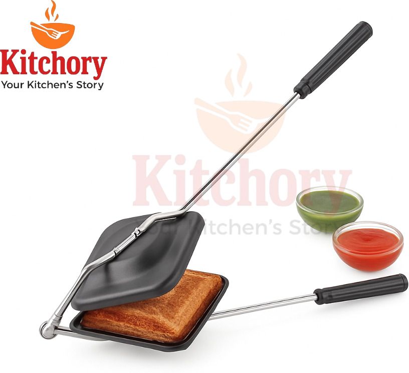 kitchory by kitchory Sandwich Toaster. NonStick Manual Sandwich Maker. SS Handle Gas Stove Toast-picture-41