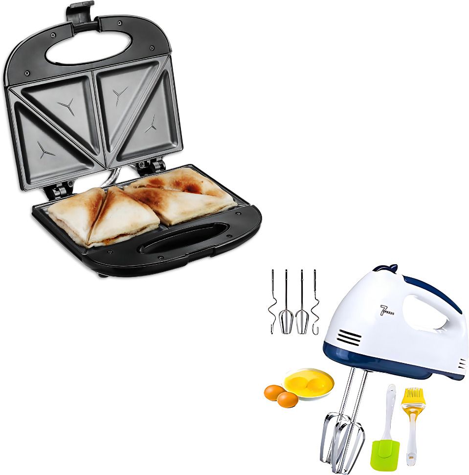 elevea Combo C342 Electric Sandwich Maker & Hand Mixer Blender - 15 Years Warranty Toast-picture-9