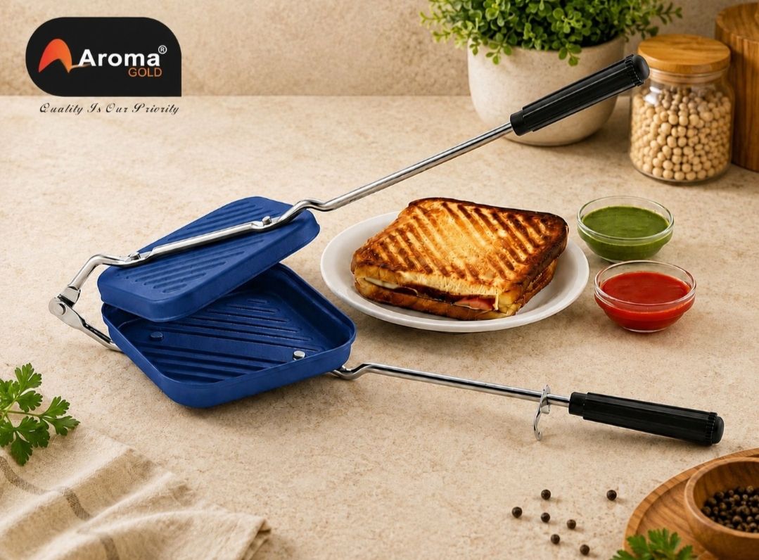 aromagold Premium Non-Stick Jumbo Sandwich Griller Toaster for Gas Stove Grill, Toast-picture-4