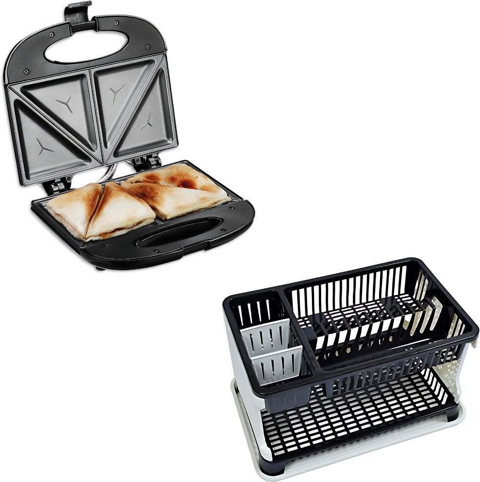 elevea Combo C319 Electric Sandwich Maker & Dish Organizer Rack - 15 Years Warranty Toast-picture-30