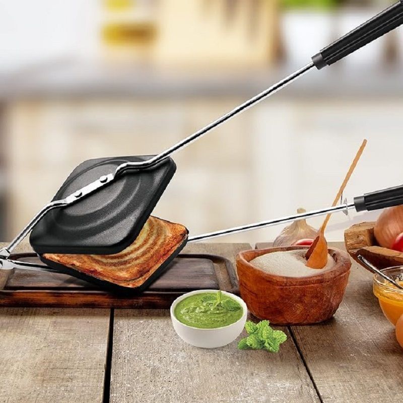 Instant Non Stick Sandwich Maker for Gas Stove with Cool Touch Handle Toast-image-31
