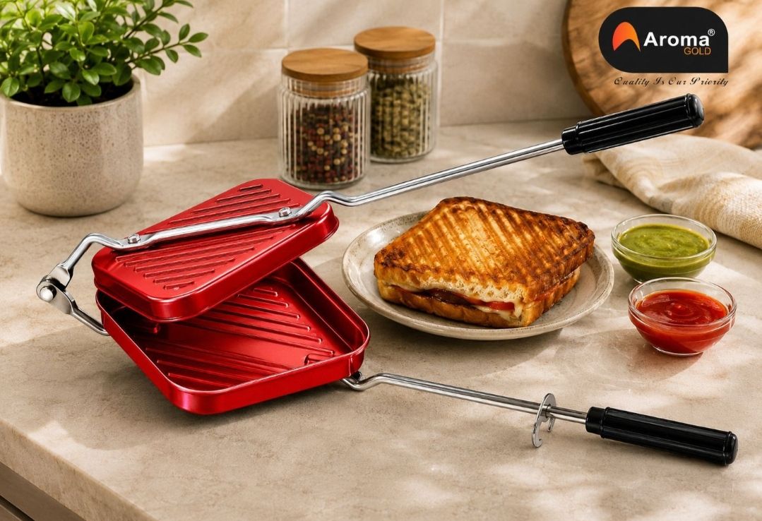 aromagold Elegant Non-Stick Jumbo Sandwich Griller Toaster for Gas Stove Grill, Toast-picture-1