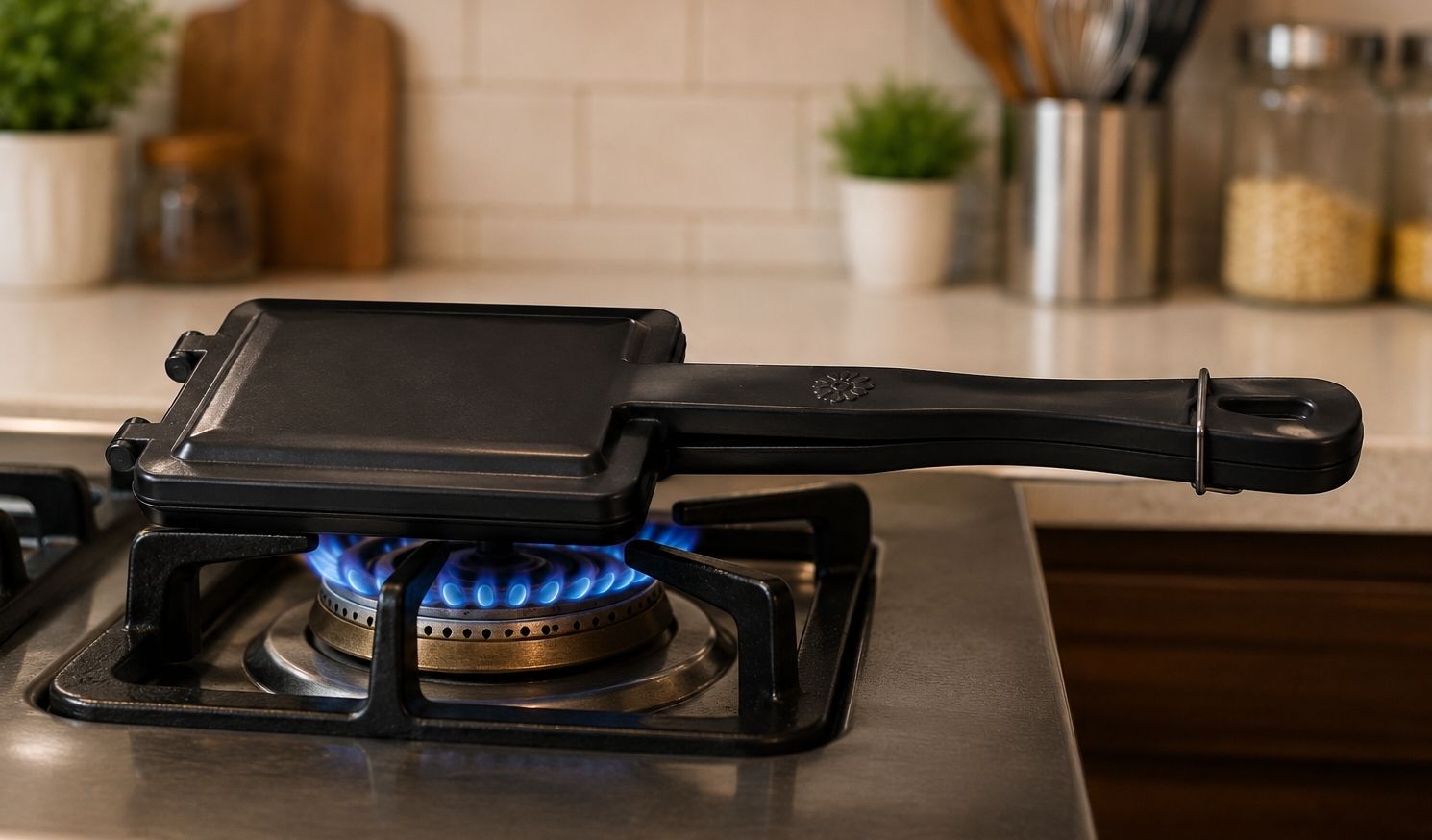 bullfinch Non-Stick Aluminium Gas Sandwich Toaster / Maker with Ergonomic Handle (Black) Toast Sandwich Maker-picture-27