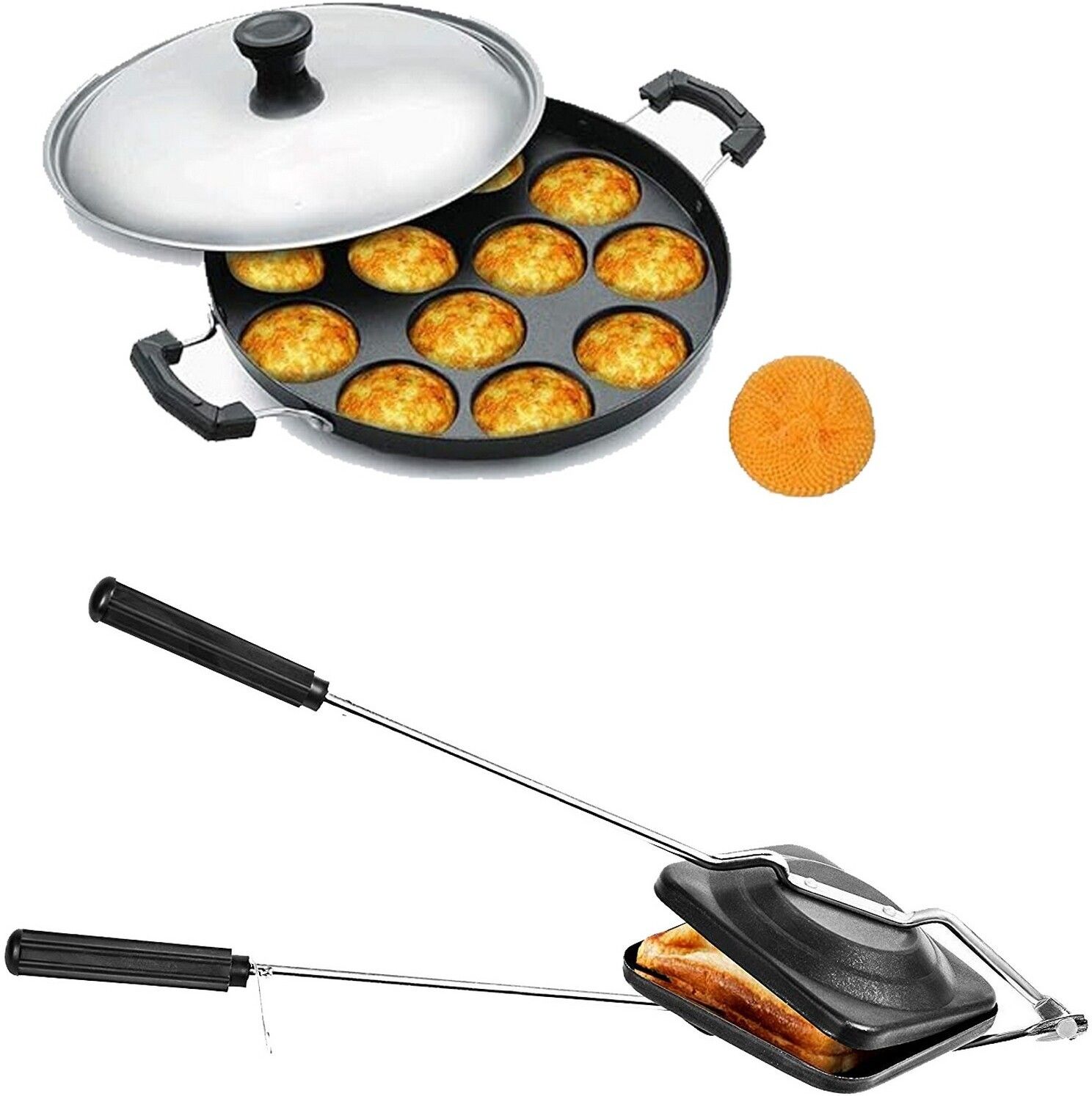Appam Patra Maker, Litti Maker Gas Stove Compatible Regular Sandwich Maker K6 Toast-image-12