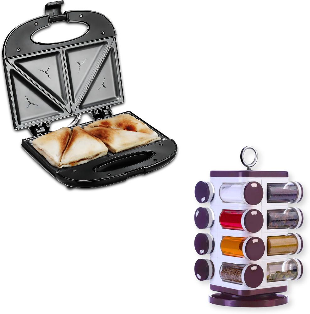 elevea Combo C339 Electric Sandwich Maker & 16Pcs Spice Box Container 15 Years Warranty Toast-picture-8