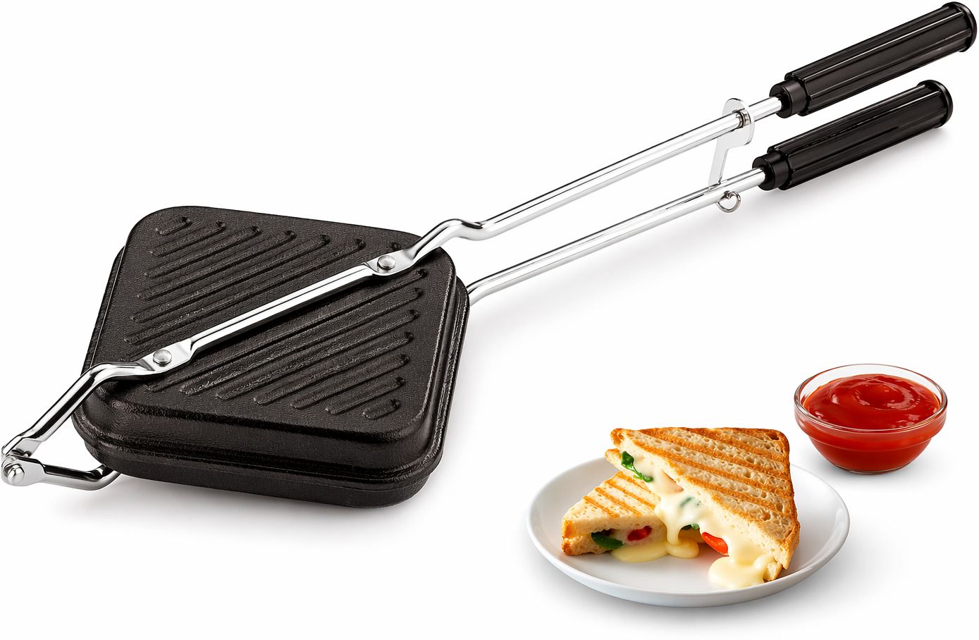 Nestio Gas Sandwich Maker Non-Stick bread toaster pack of 1 Grill, Toast (Black) Grill, Toast-image-28