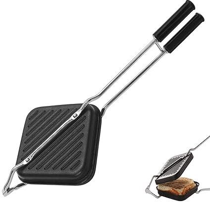 ayushgadgetzone Non-Stick Sandwich Toaster for Gas Stove Double-Coated Non-Stick Toast (Black) Toast-picture-12