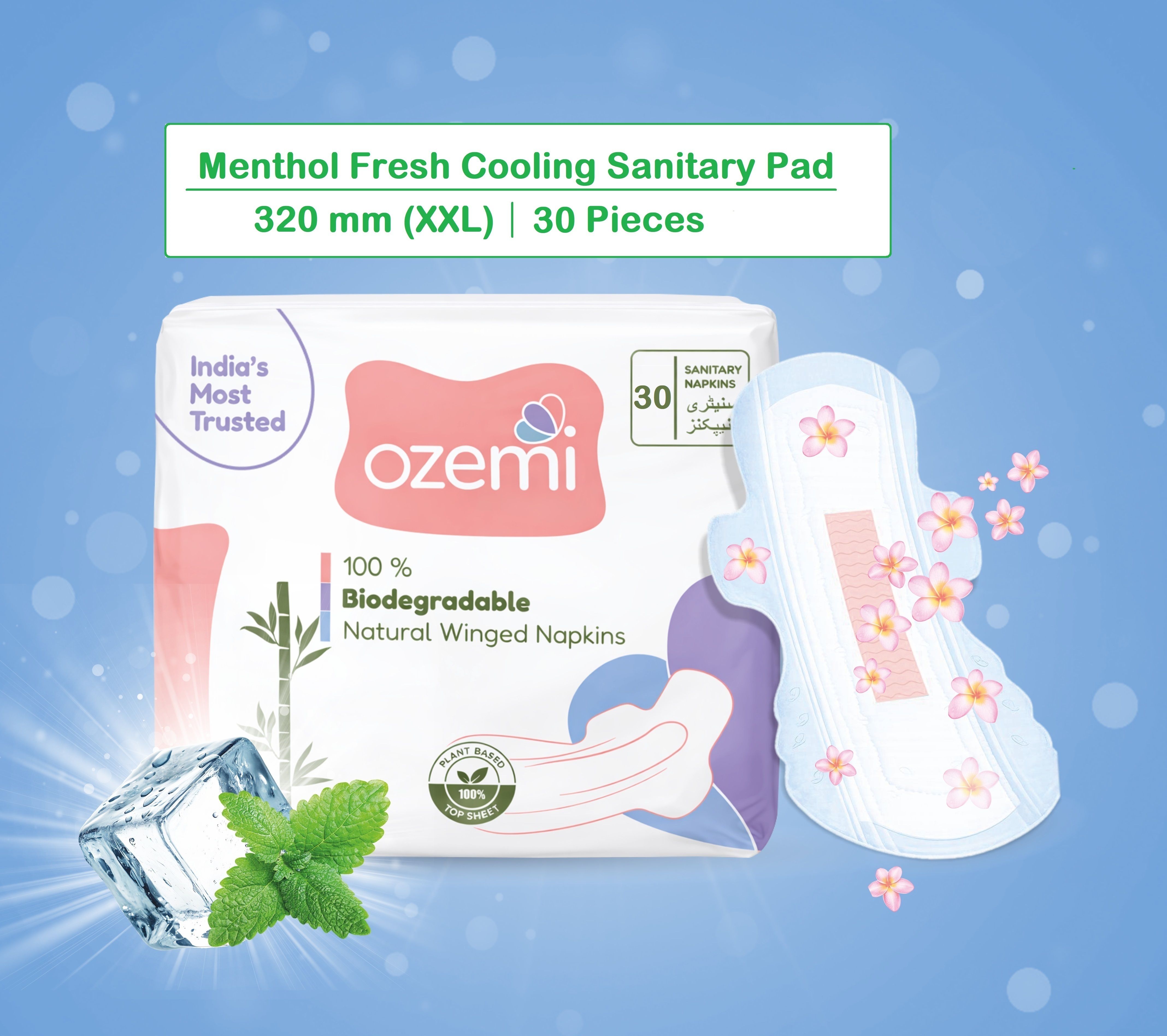 Menthol cool freshness organic cotton 4X Absorption| Rash Free | 320 mm (XXL) Sanitary Pad-image-28