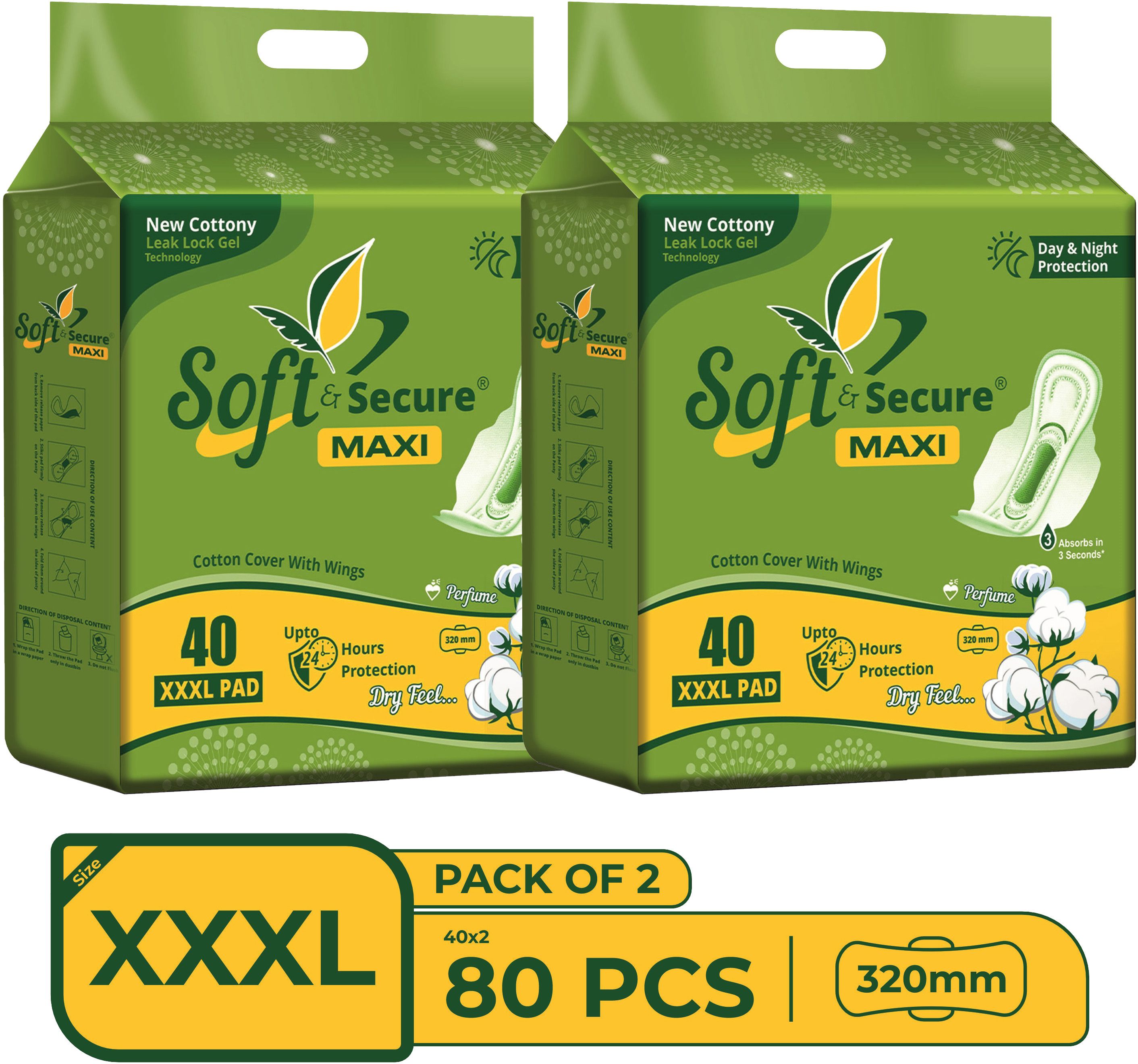 Cotton Pad XXXL Combo of 2 Pack (80 PadS) Sanitary Pad-image-40