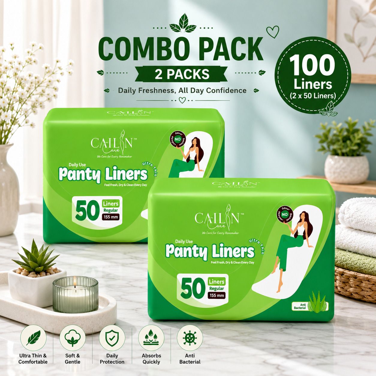 cailin care Ultra Thin Cotton Breathable Spotting Protection (Size - 155mm|Regular) Pantyliner-picture-29