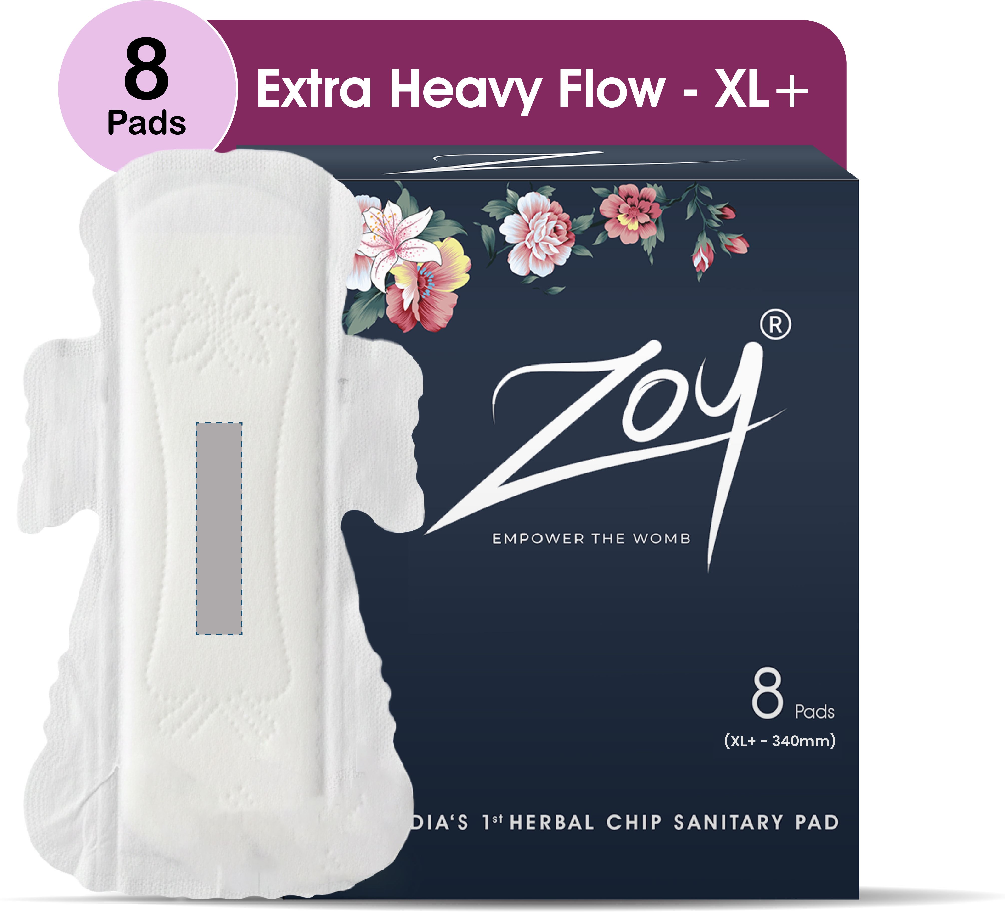 Herbal Chip Sanitary Pad | Natural Care | Night, Size - XL+, Heavy Flow - 340mm Sanitary Pad-image-1