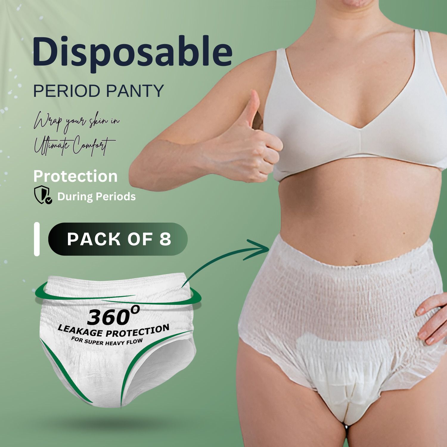 caredone Cotton Disposable Period Underwear for Sensitive Skin, Super Absorbent for Women Sanitary Pad-picture-12