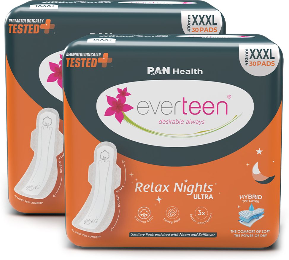 XXXL 410mm Relax Night Pads with Neem & Safflower for Heavy Flow || 2x30 Pack || Sanitary Pad-image-12