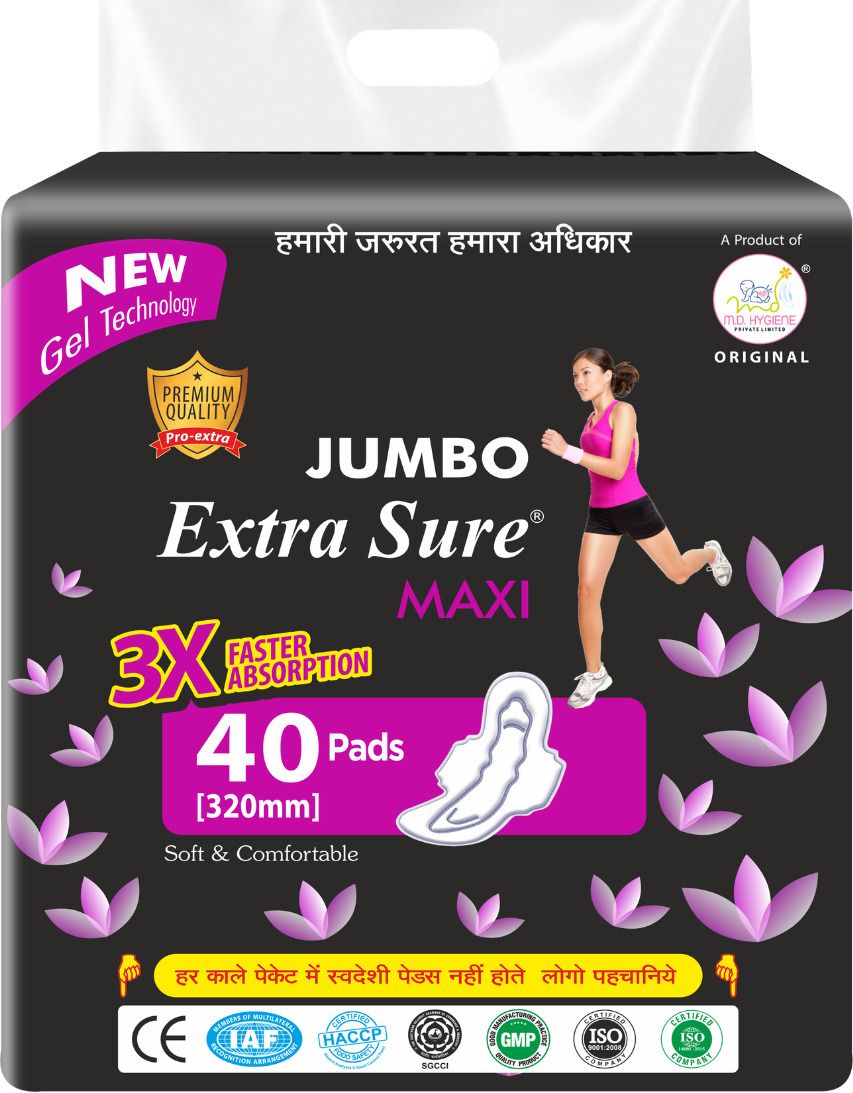Maxi Sanitary Pads 40 Pads 320 mm | Ultra Absorbent Gel Core | Soft Cottony Feel Sanitary Pad-image-47