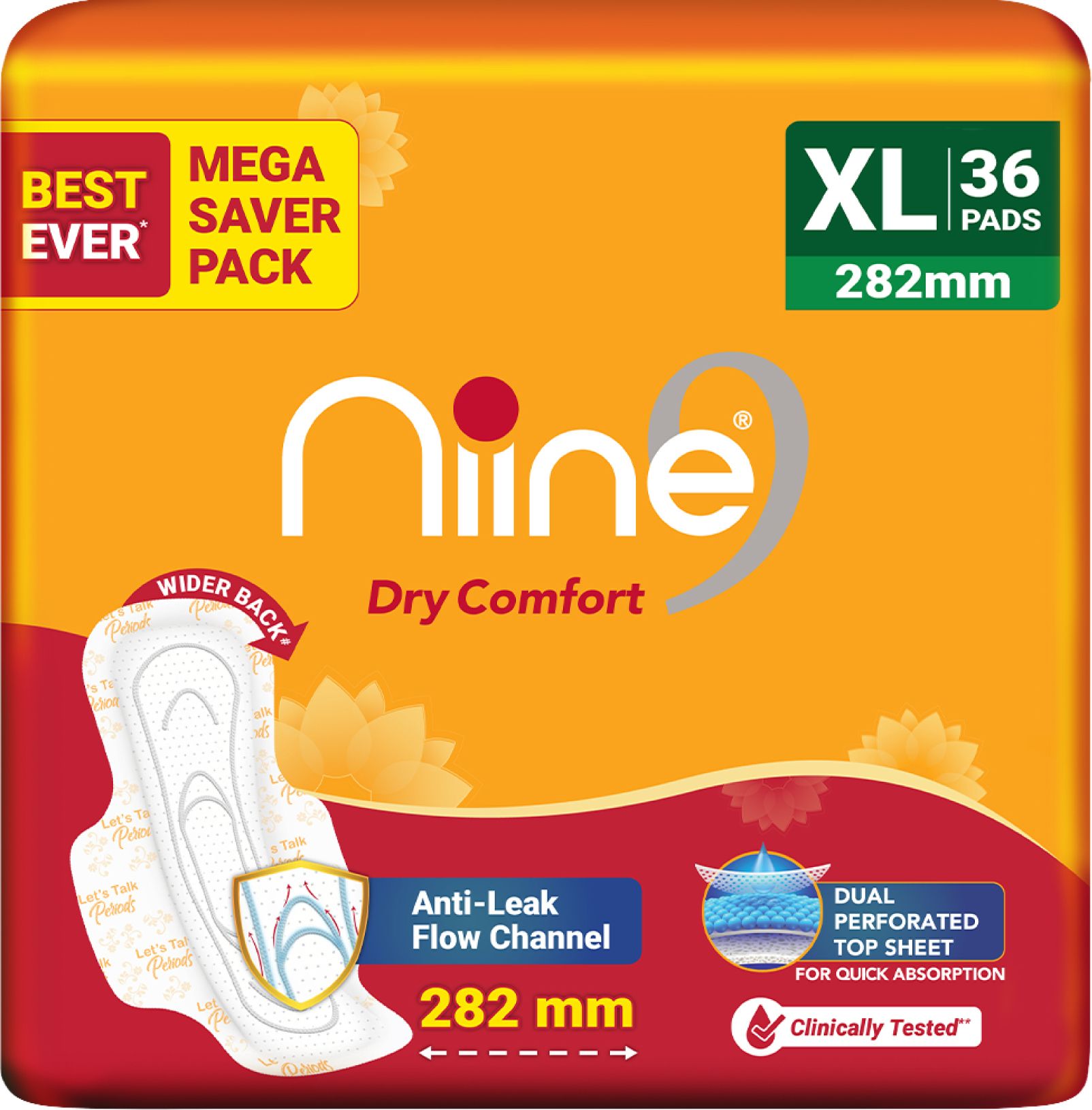 Dry Comfort Extra Long Sanitary Pads, Anti Leak Flow Channel (Combo of 1) Sanitary Pad-image-43