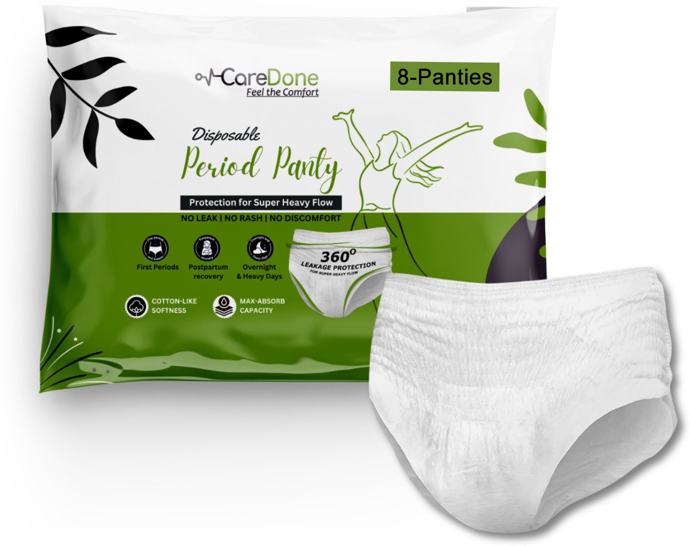 caredone Women Personal Hygiene Disposable White Period Panties for Women (Pack of 8) Sanitary Pad-picture-33
