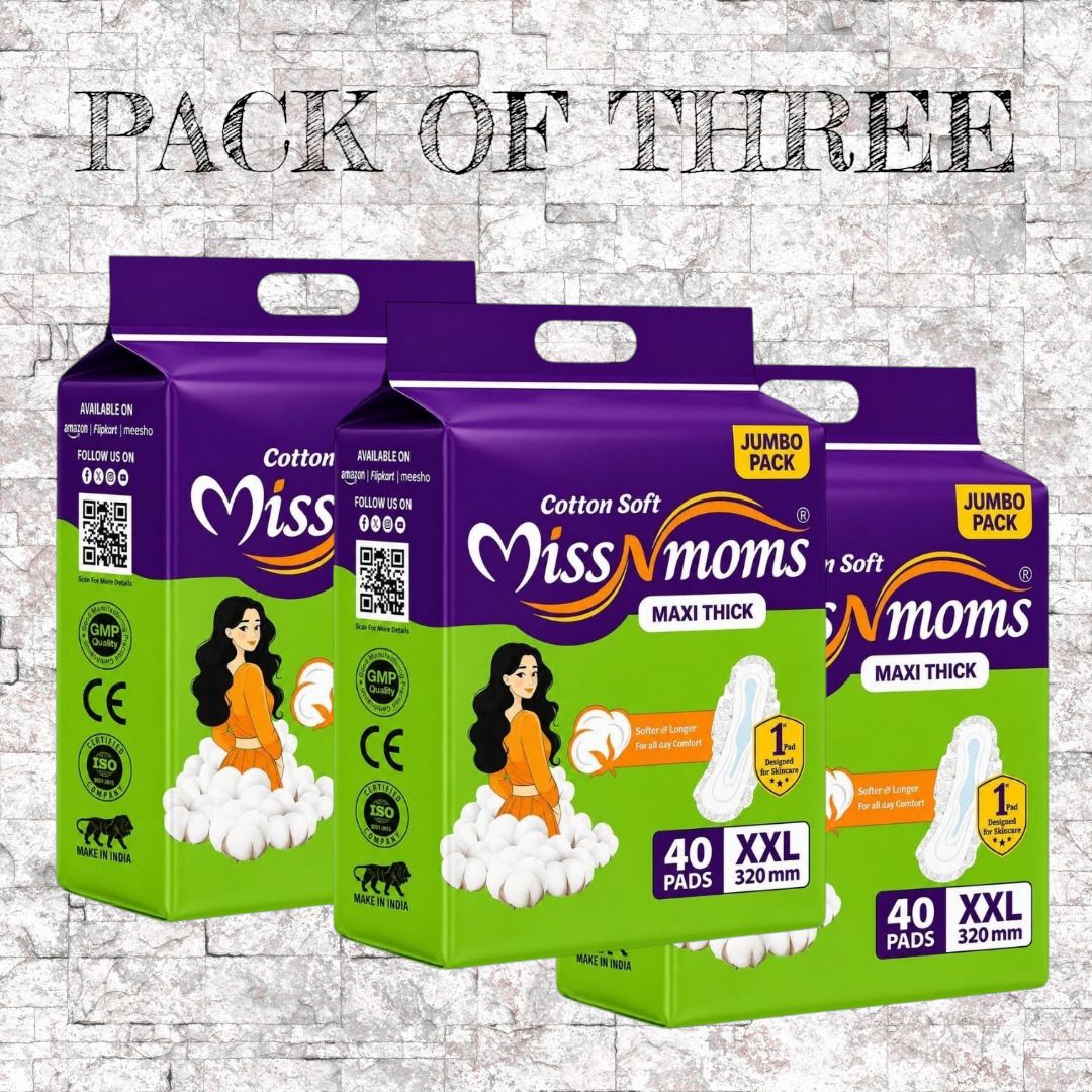 miss n moms Cotton Soft Women's Sanitary Pads XXL 320 mm Maxi Thick Pack of 3 Sanitary Pad-picture-22