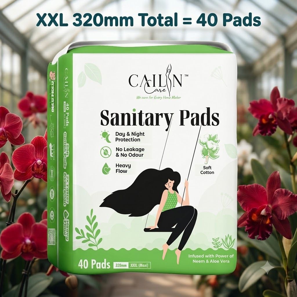 Cotton Top Sheet Sanitary Pads XXL 320mm 40 Pads Pack of 1 Extra Long Protection Sanitary Pad-image-2