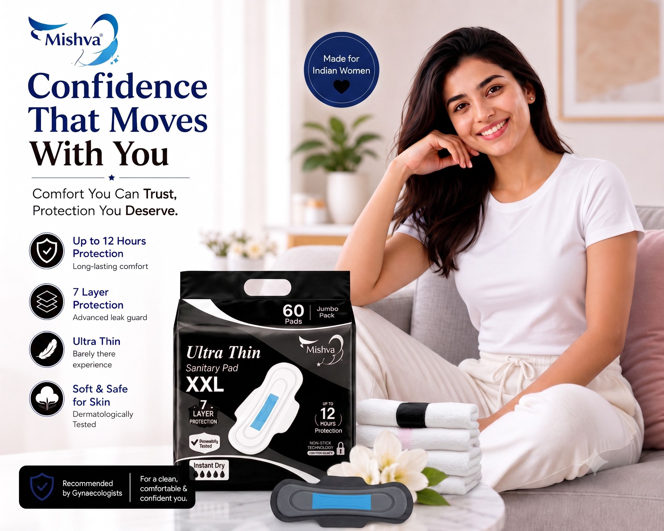 mishva Ultra Thin And Extra Soft Pack Of 60 Size XXl Sanitary Pad-picture-10