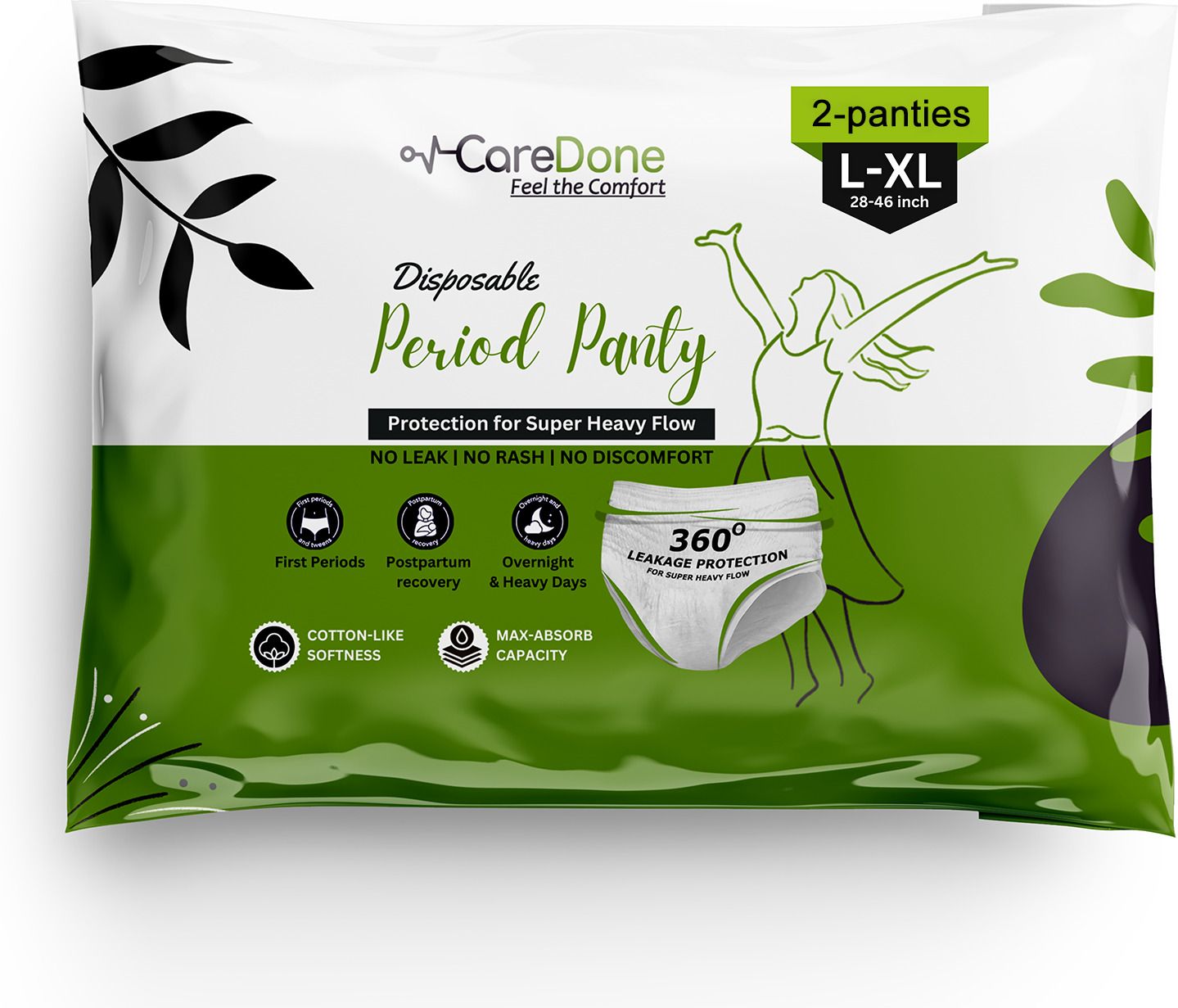 caredone White Sanitary Disposable Period Panty for Regular Flow & Heavy Flow Sanitary Pad-picture-43