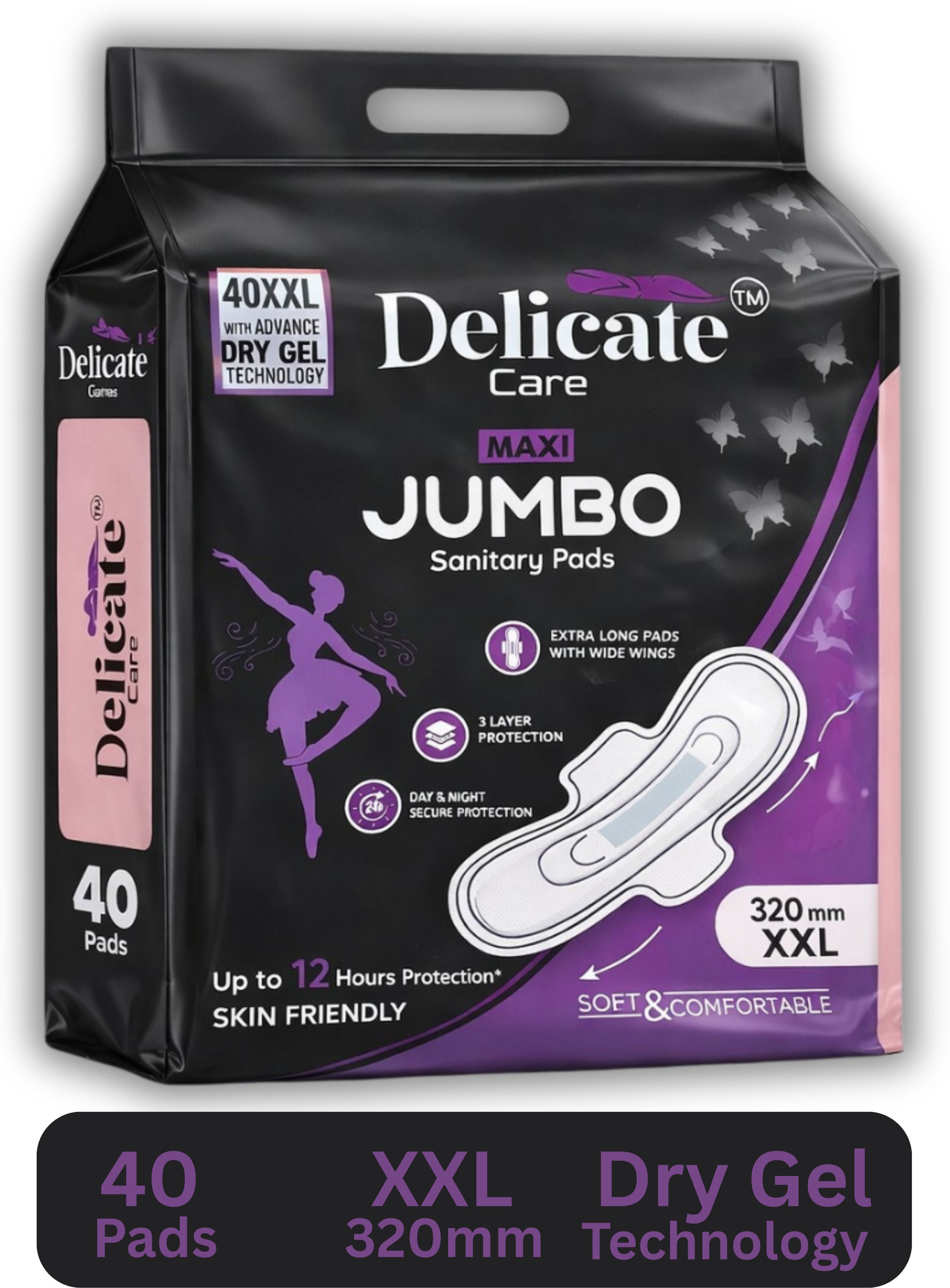Advance Dry Gel Technology Jumbo 320mm 40 Pcs Skin Friendly Sanitary Pad-image-17