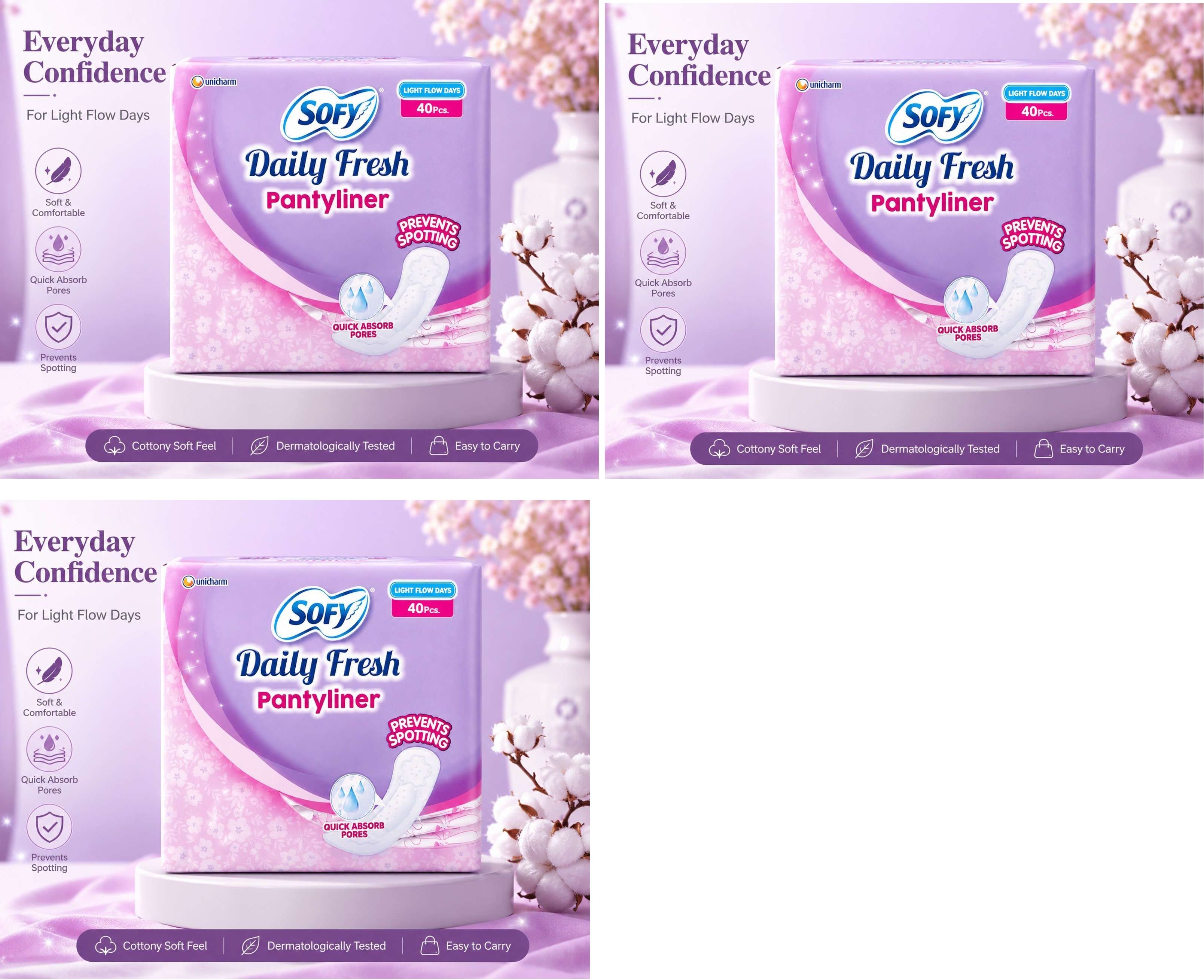 Daily fresh combo of 3(40+40+40) pcs Pantyliner-image-3