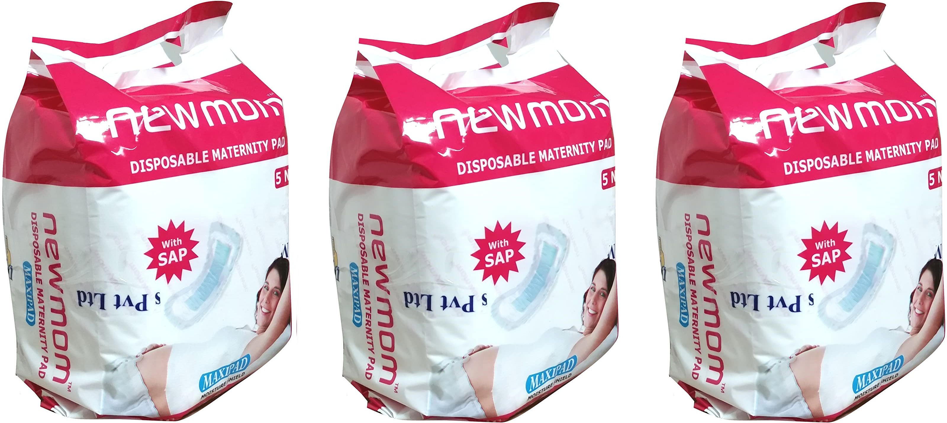 New Mom Maternity Pads - Maxi (15/Pack) 850 ml (5x3 Pack) Sanitary Pad-image-36