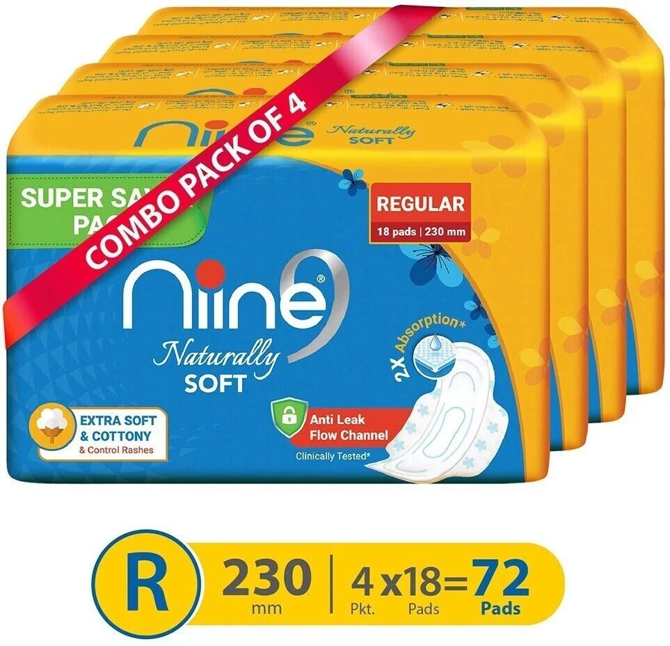Naturally Soft Regular SUPER SAVER PACK Sanitary Napkins for women, (Pack of 4), 72 Pads Count Sanitary Pad-image-16