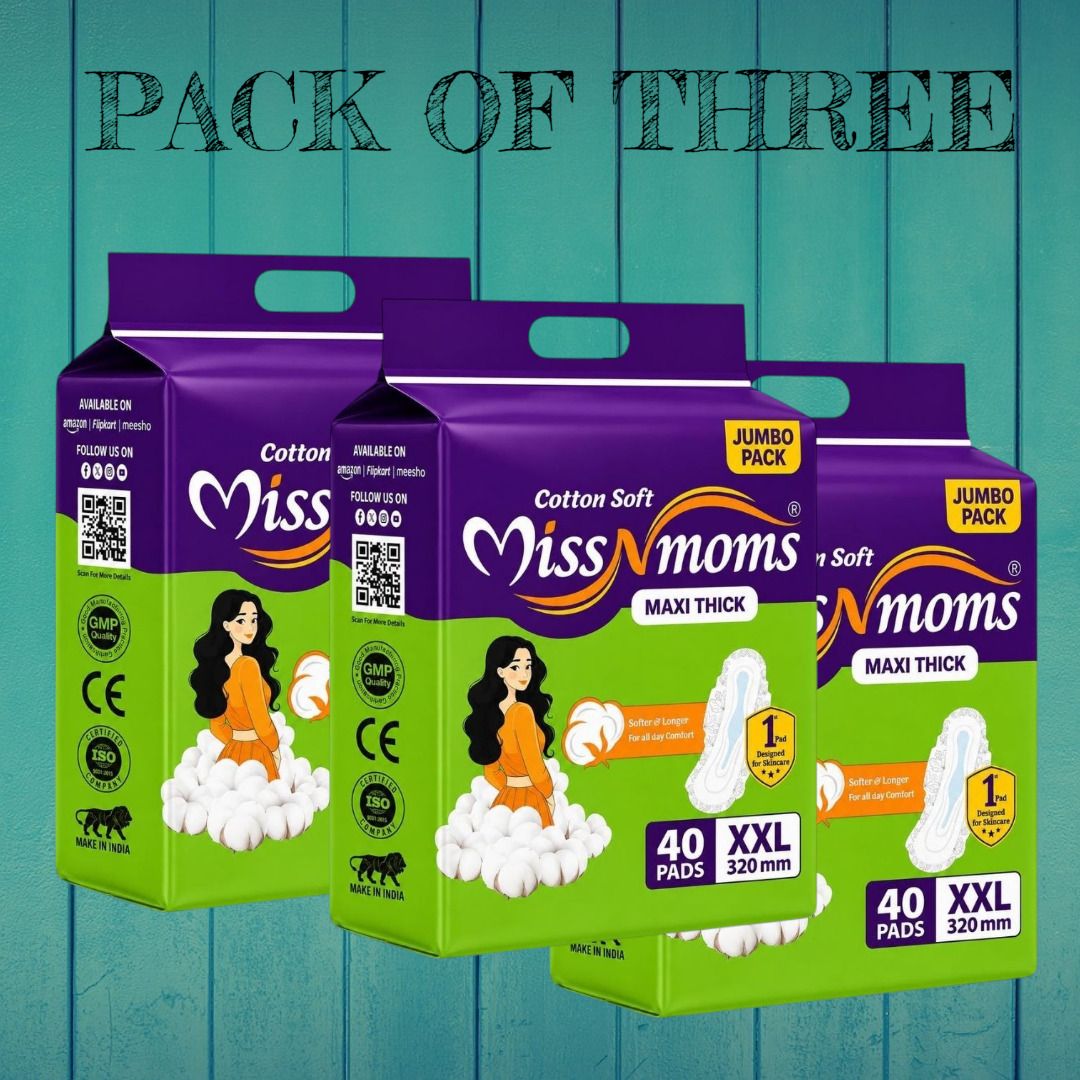miss n moms XXL 320 mm Cotton Soft Maxi Thick Pads for Women Pack of 3 Jumbo Pack Sanitary Pad-picture-17