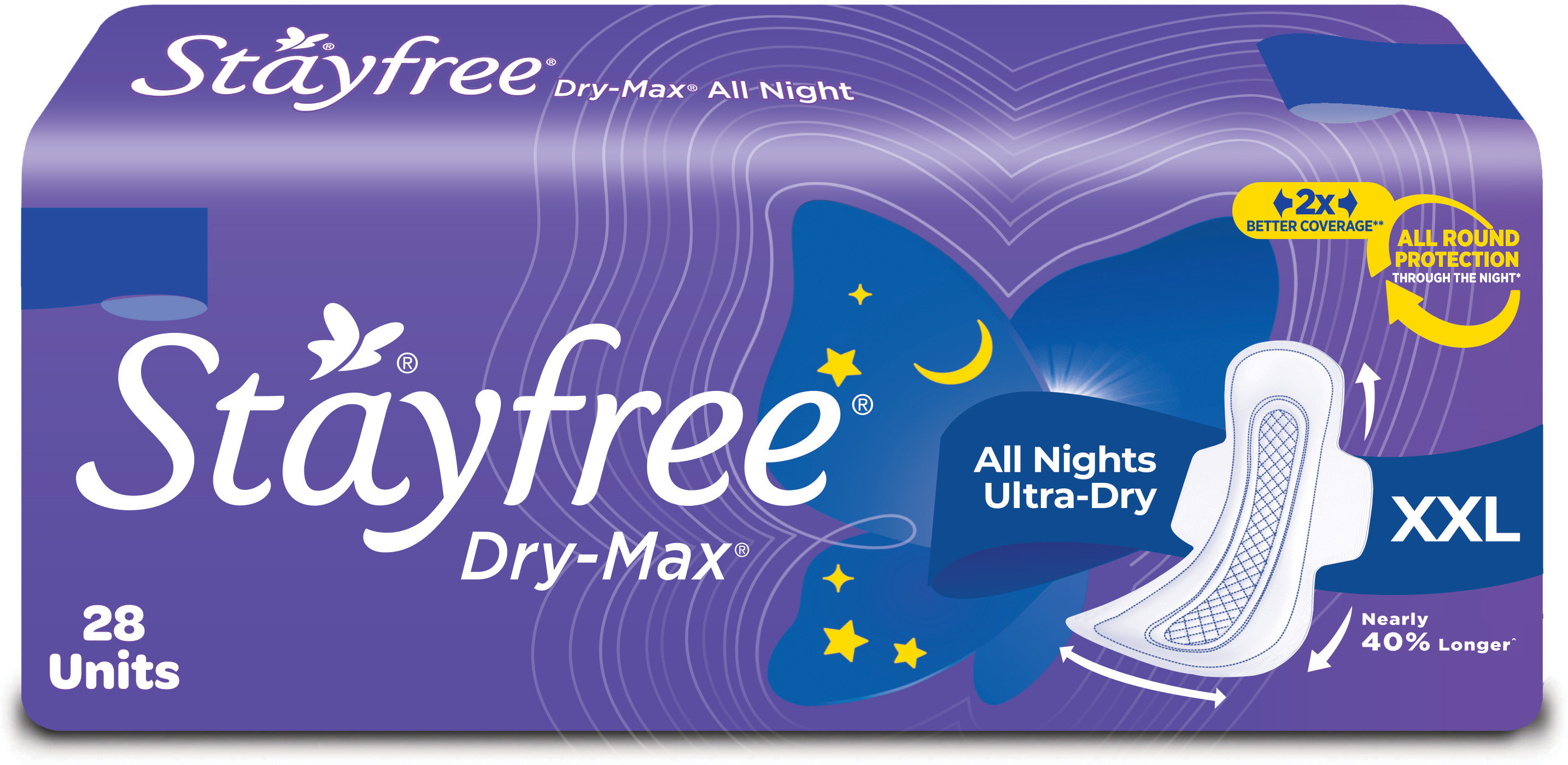 stayfree Dry-Max All Nights| All round protection through the night| 2x better coverage Sanitary Pad image 1