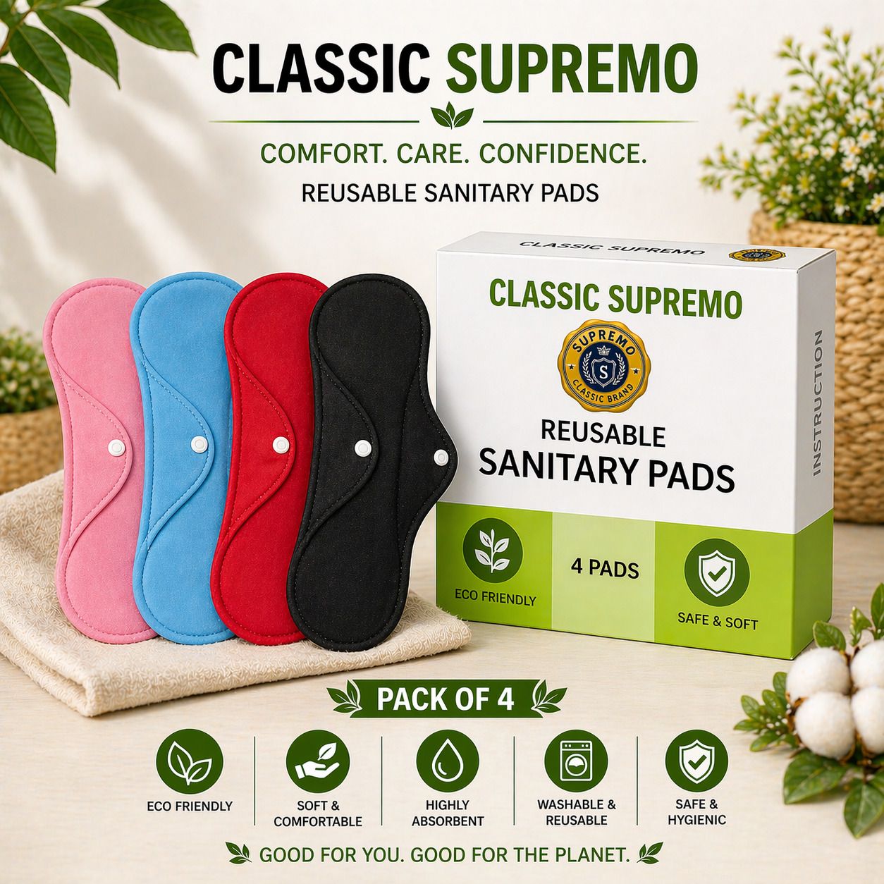 Reusable Organic Cotton Menstrual Pads Natural-Organic Sanitary Pad-image-18