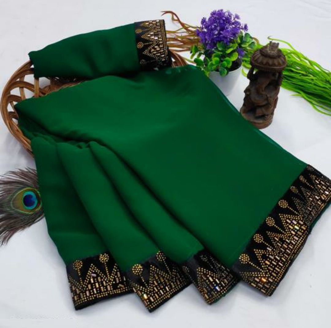 sidheswar fashion Embellished, Self Design Bollywood Georgette, Jacquard Saree-picture-11