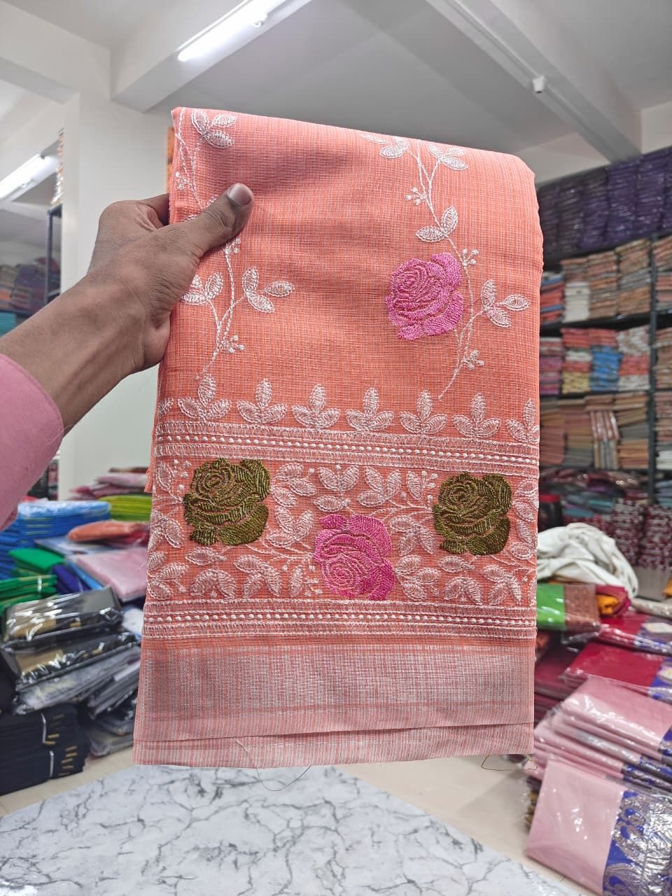 tilfelle Embroidered Kota Doria Cotton Blend Saree-picture-14