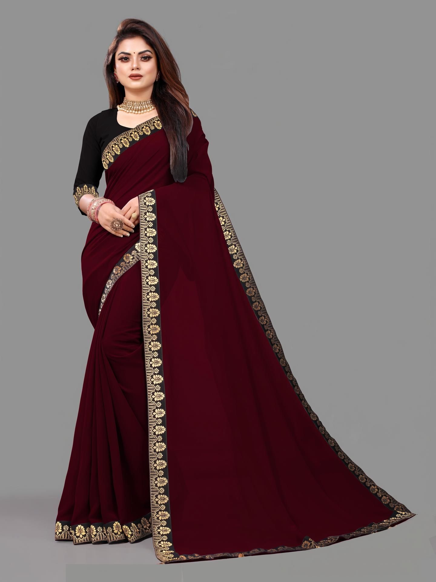 Solid/Plain Jamdani Silk Blend Saree-image-44