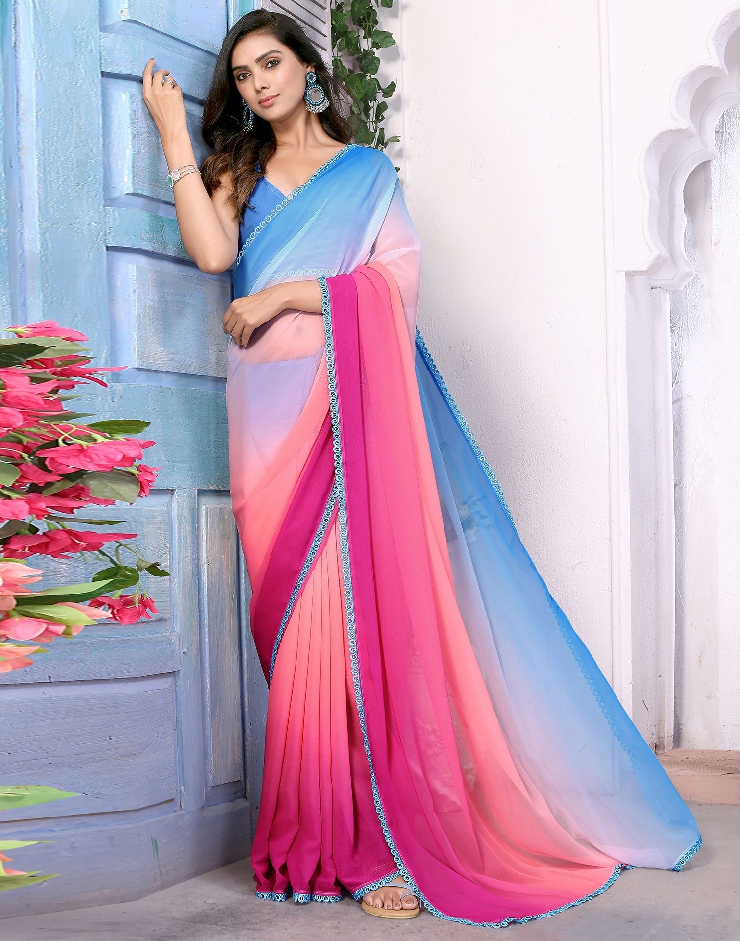 Woven Bollywood Pure Silk, Georgette Saree-image-49