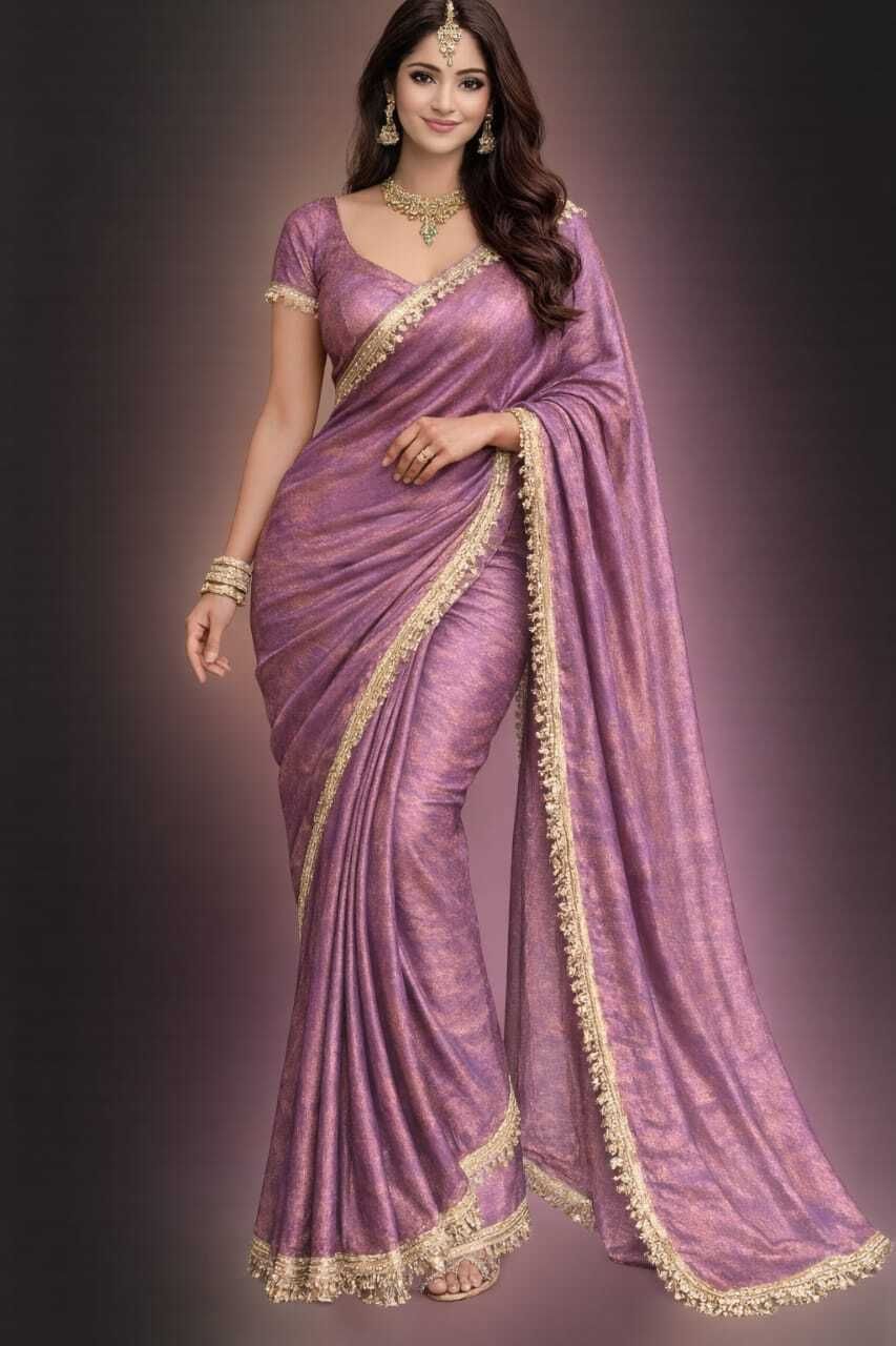 Solid/Plain, Dyed, Woven Banarasi Organza, Raw Silk Saree-image-32
