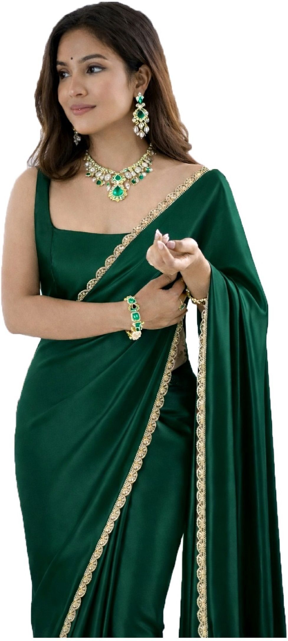 chitaz Solid/Plain Bollywood Satin Saree-picture-11
