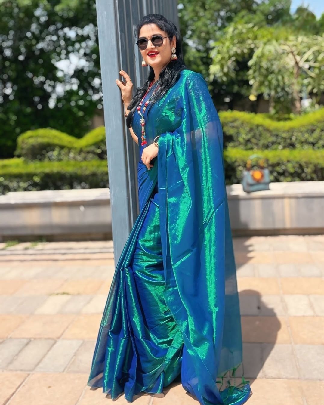Solid/Plain Bollywood Tissue Saree-image-35