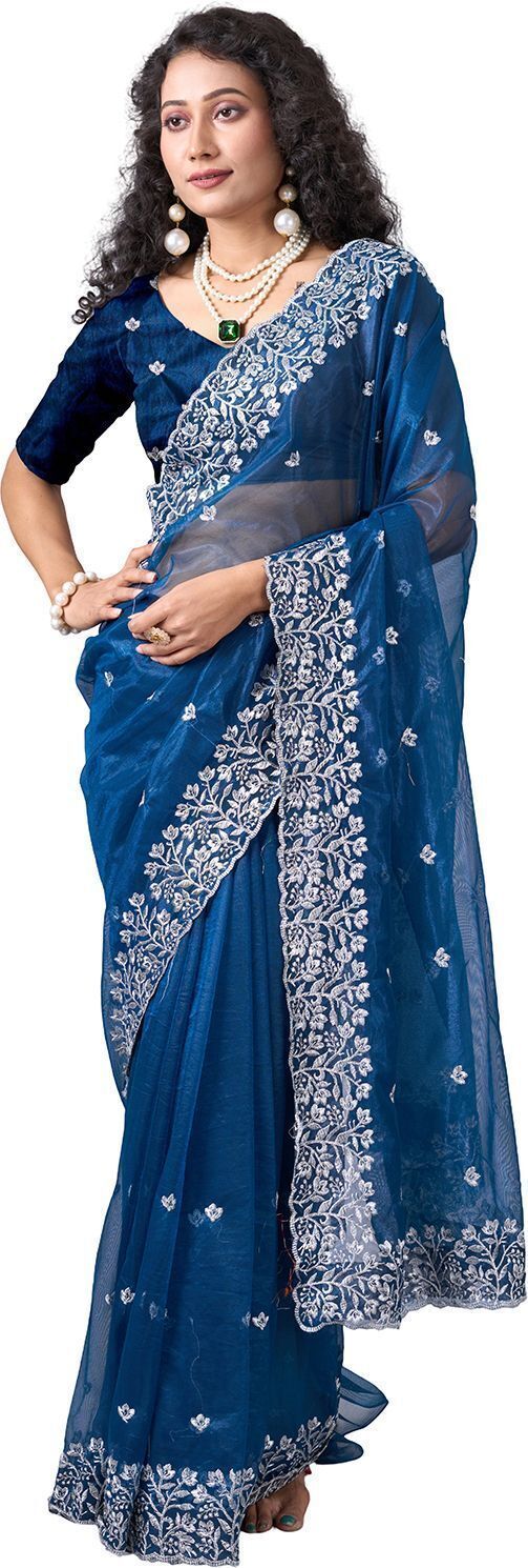 houseofcommon Embroidered Bollywood Polyester Saree-picture-23