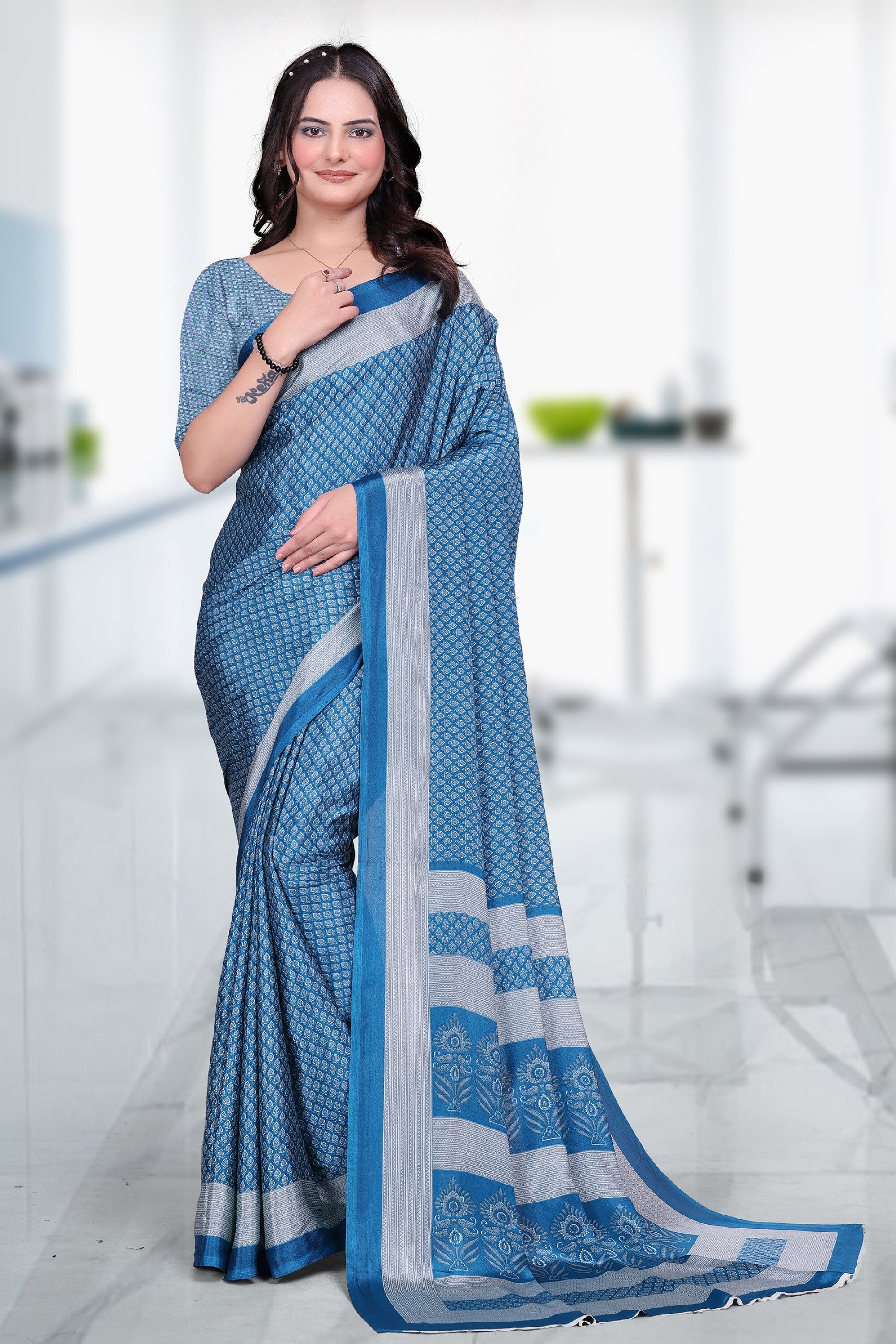 divastri Printed Daily Wear Crepe Saree-picture-36