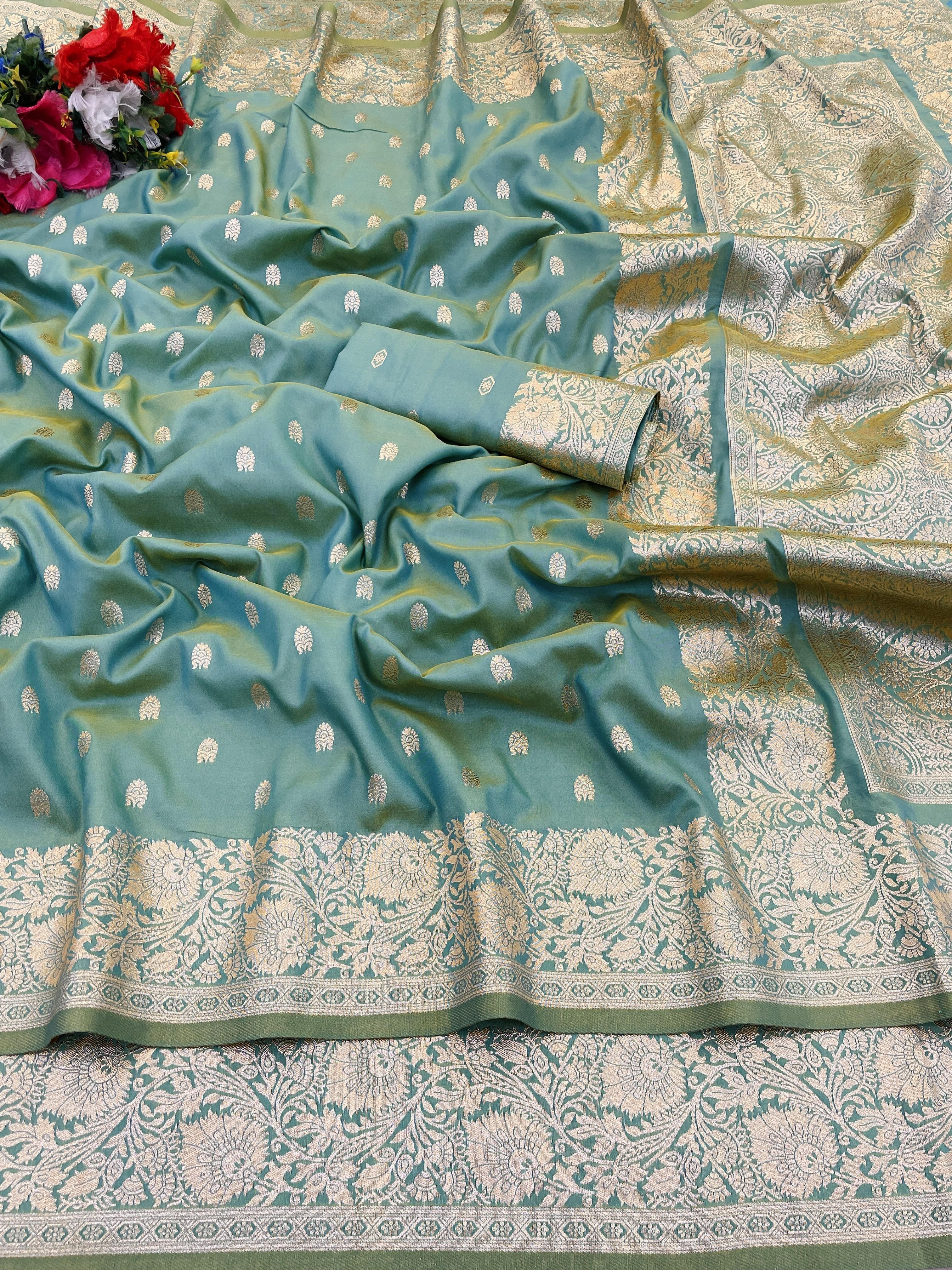 kanjiqueen Woven, Self Design Banarasi Silk Blend, Pure Silk Saree-picture-21