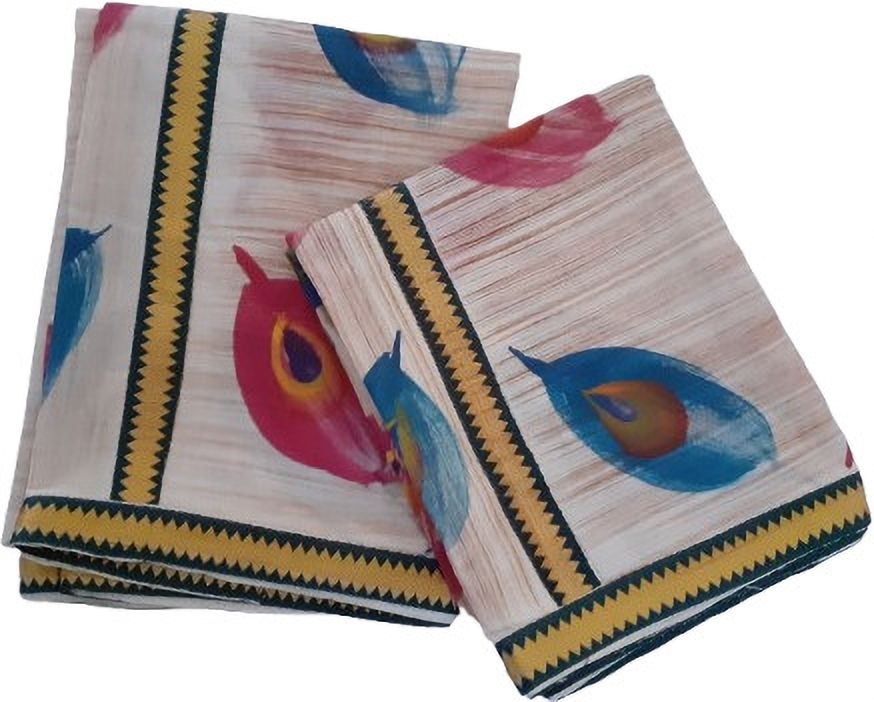 Darps womens kerala handpainted setmundu with feather design Self Design Women Dhoti-picture-47