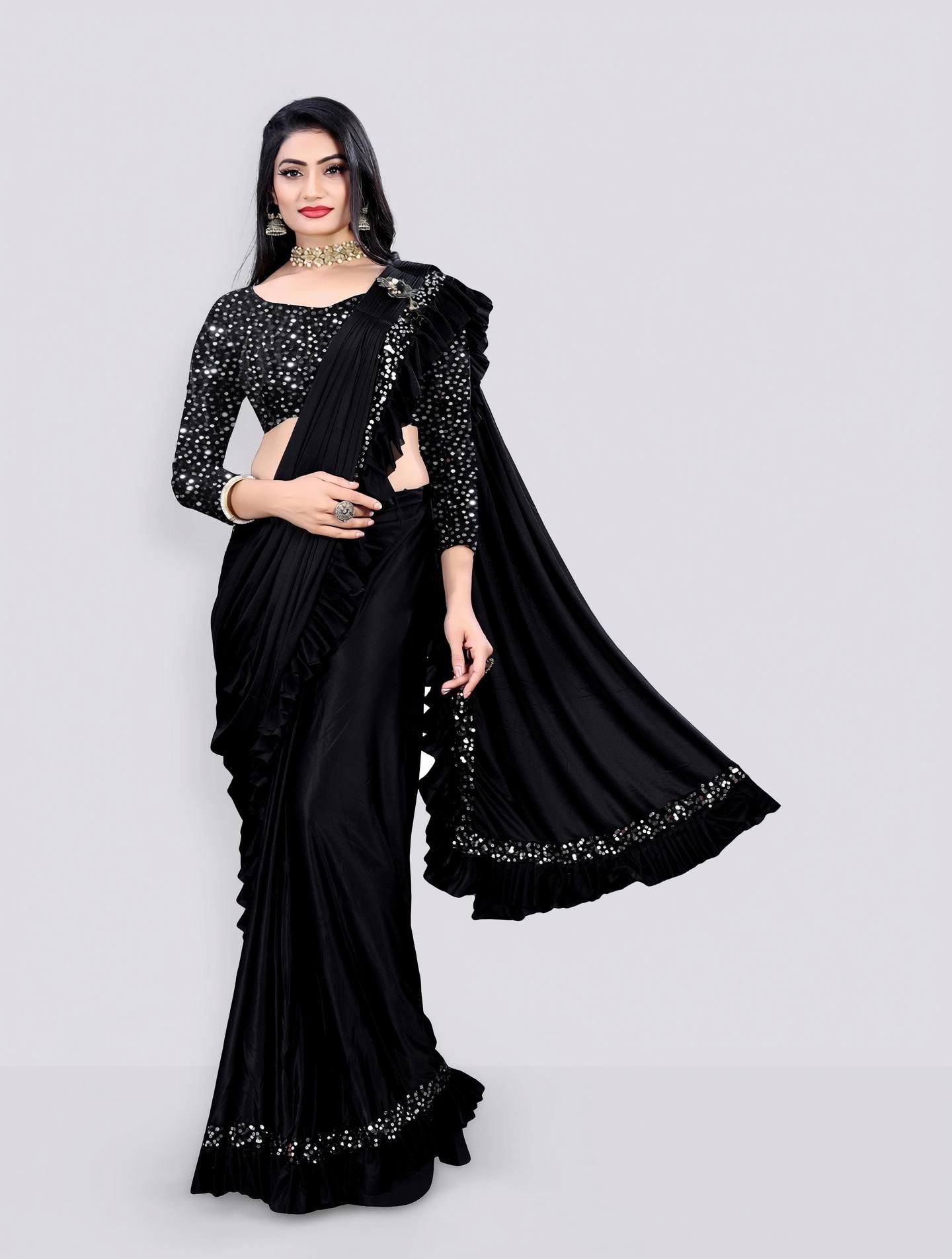 Embellished Bollywood Silk Blend Saree-image-16