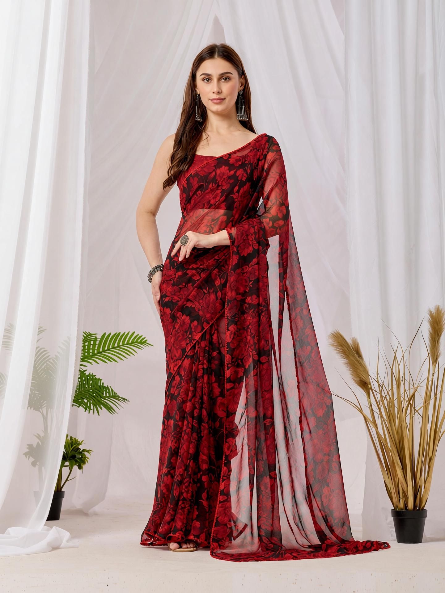 manvika fashion Printed Daily Wear Chiffon Saree-picture-28